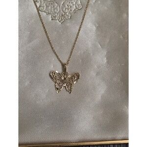 14k Gold Butterfly Necklace Pendant With 14k Gold Chain Whimsical